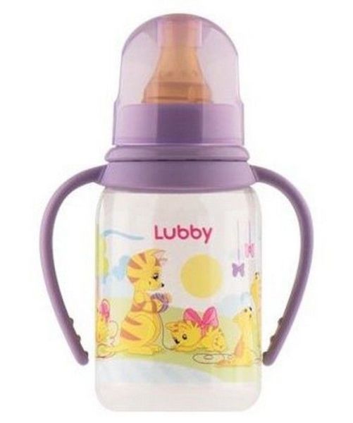 Lubby бутылочка с соской Веселые Животные от 0 месяцев 125мл классика фотография