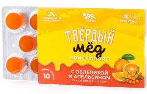 Твердый мед HoneyDrops Облепиха и Апельсин 30г